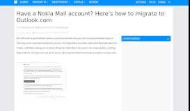 
							         Have a Nokia Mail account? Here's how to migrate to Outlook ...								  
							    