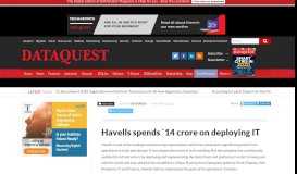 
							         Havells spends `14 crore on deploying ITDATAQUEST								  
							    