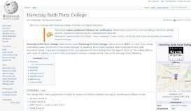 
							         Havering Sixth Form College - Wikipedia								  
							    