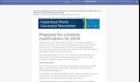 
							         Hazardous Waste Generator Newsletter: proposed fee schedule ...								  
							    