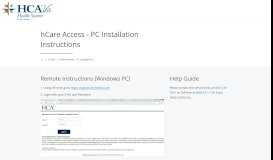 
							         hCare Access - PC Installation Instructions | HCA Virginia Health System								  
							    