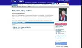 
							         Héctor Calvo Pardo | VOX, CEPR Policy Portal - VoxEU								  
							    