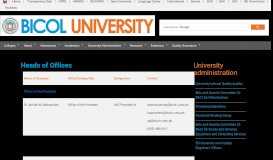 
							         Heads Of Offices | BU University Administration - Bicol University								  
							    