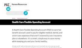 
							         Health Care Flexible Spending Account | Human Resources at MIT								  
							    