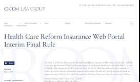 
							         Health Care Reform Insurance Web Portal Interim ... - Groom Law Group								  
							    