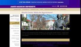 
							         Health Center: Make An Appointment - James Madison University								  
							    