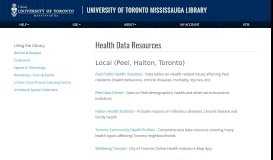 
							         Health Data Resources | University of Toronto Mississauga Library								  
							    