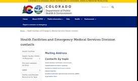 
							         Health Facilities and Emergency Medical Services Division contacts ...								  
							    