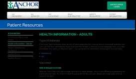 
							         Health Information - Adults - Patient Resources from Anchor Medical ...								  
							    