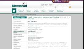 
							         Health Information Management - Memorial Hospital at Gulfport								  
							    