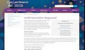 
							         Health Information Management | South Lake Pediatrics								  
							    