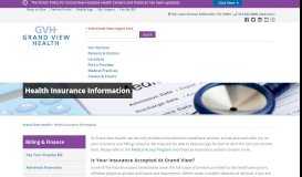 
							         Health Insurance Information - Grand View Health								  
							    