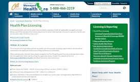 
							         Health Plan Licensing - California Department of Managed Health Care								  
							    