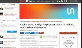 
							         Health portal Navigating Cancer lands $2 million, looks to hire ...								  
							    