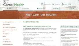
							         Health Records | Cornell Health								  
							    