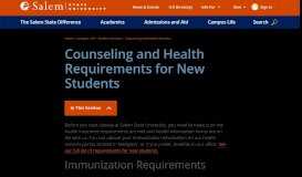 
							         Health Requirements for New Students | Salem State University								  
							    