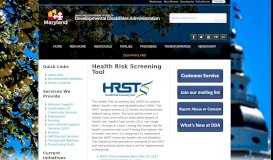 
							         Health Risk Screening Tool - Maryland.gov								  
							    