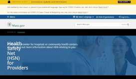 
							         Health Safety Net (HSN) for Providers | Mass.gov								  
							    
