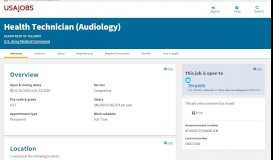 
							         Health Technician (Audiology) - USAJOBS - Job Announcement								  
							    