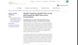 
							         Health Tradition Health Plan to be purchased by WEA Insurance ...								  
							    