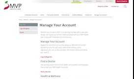 
							         Health & Wellness - MVP Health Care - Manage Your Account								  
							    