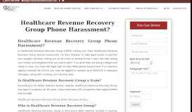 
							         Healthcare Revenue Recovery Group Phone Harassment ...								  
							    