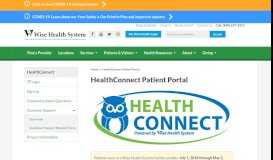 
							         HealthConnect Patient Portal | Wise Health System								  
							    