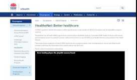 
							         HealtheNet: Better healthcare - eHealth NSW								  
							    