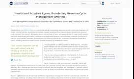 
							         Healthland Acquires Rycan, Broadening Revenue Cycle ...								  
							    