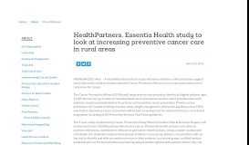 
							         HealthPartners, Essentia Health study to look at increasing preventive ...								  
							    