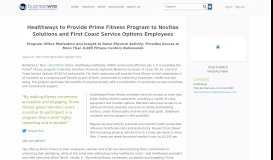 
							         Healthways to Provide Prime Fitness Program to Novitas Solutions ...								  
							    