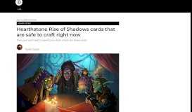 
							         Hearthstone Rise of Shadows cards that are safe to craft right now ...								  
							    