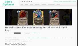
							         Hearthstone: The Summoning Portal Warlock Deck List - Game Diplomat								  
							    