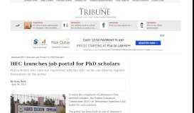 
							         HEC launches job portal for PhD scholars | The Express Tribune								  
							    