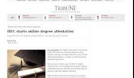 
							         HEC starts online degree attestation | The Express Tribune								  
							    