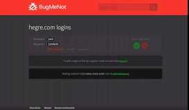 
							         hegre.com passwords - BugMeNot								  
							    
