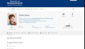 
							         Helen Jones — University of Huddersfield Research Portal								  
							    