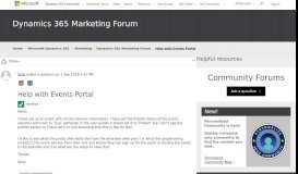 
							         Help with Events Portal - Dynamics 365 for Marketing Forum ...								  
							    