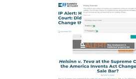 
							         Helsinn v. Teva at the Supreme Court: Did the America Invents Act								  
							    