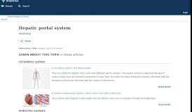 
							         Hepatic portal system | anatomy | Britannica.com								  
							    