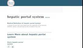 
							         Hepatic Portal System Medical Definition | Merriam-Webster Medical ...								  
							    