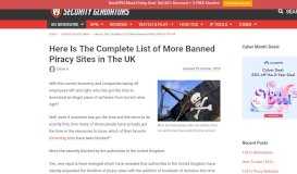 
							         Here Is The Complete List of More Banned Piracy Sites in The UK								  
							    