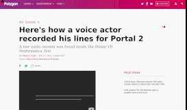 
							         Here's how a voice actor recorded his lines for Portal 2 - Polygon								  
							    