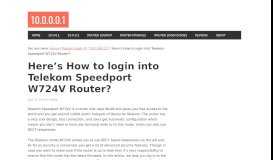 
							         Here's How to login into Telekom Speedport W724V Router?								  
							    