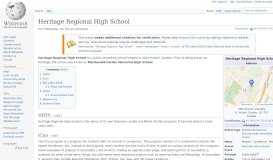 
							         Heritage Regional High School - Wikipedia								  
							    