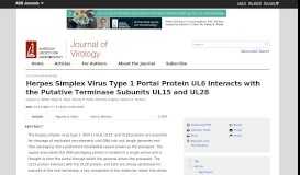 
							         Herpes Simplex Virus Type 1 Portal Protein UL6 Interacts with the ...								  
							    