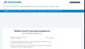 
							         Hidden Portal 2 message deciphered • Eurogamer.net								  
							    