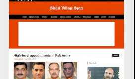 
							         High-level appointments in Pak Army - Global Village Space								  
							    