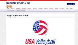 
							         High Performance - Arizona Region of USA Volleyball								  
							    