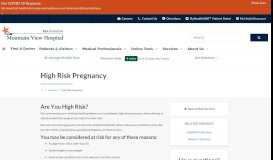 
							         High Risk Pregnancy | Mountain View Hospital								  
							    